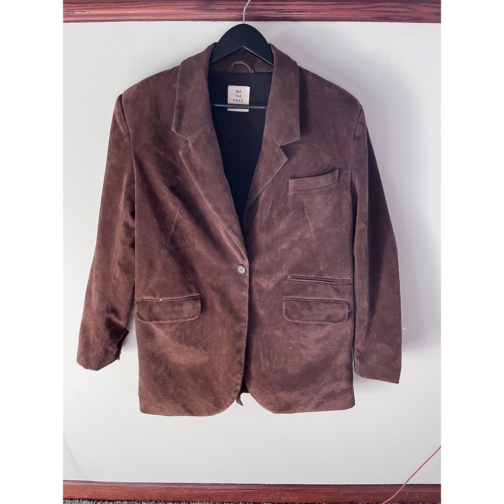 We The Free Mens Brown Faux Suede Single Button Blazer Jacket Size M